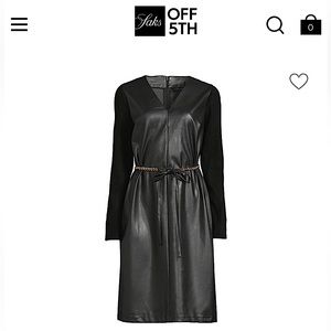 H by Halston | Dresses | Halston Black Belted Faux Leather Dress Size S |  Poshmark